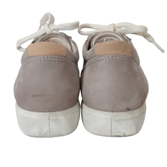 Ecco Soft 7 Sneakers Genuine Leather Lace Up Sneakers Taupe Womens 7 Athleisure - Picture 5 of 11